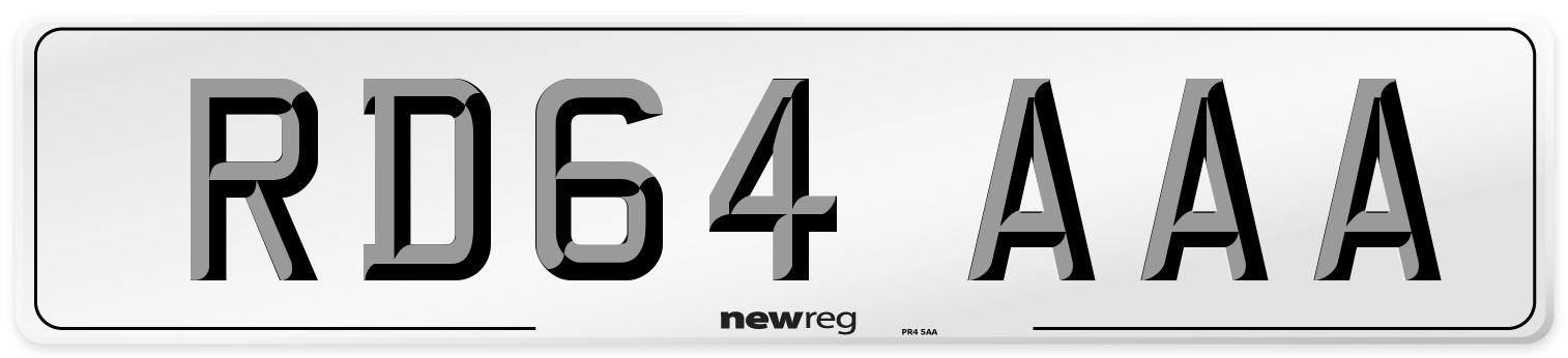 RD64 AAA Number Plate from New Reg